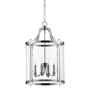 Golden Lighting-1157-4P CH-Payton - 4 Light Pendant in Traditional style - 25.75 Inches high by 16 Inches wide   Chrome Finish with Clear Glass